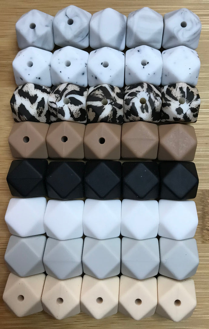 14mm Hexagonal Rare Leopard Mix